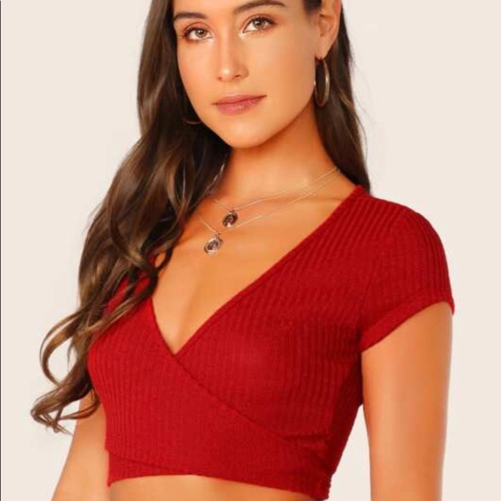 White wrap crop top